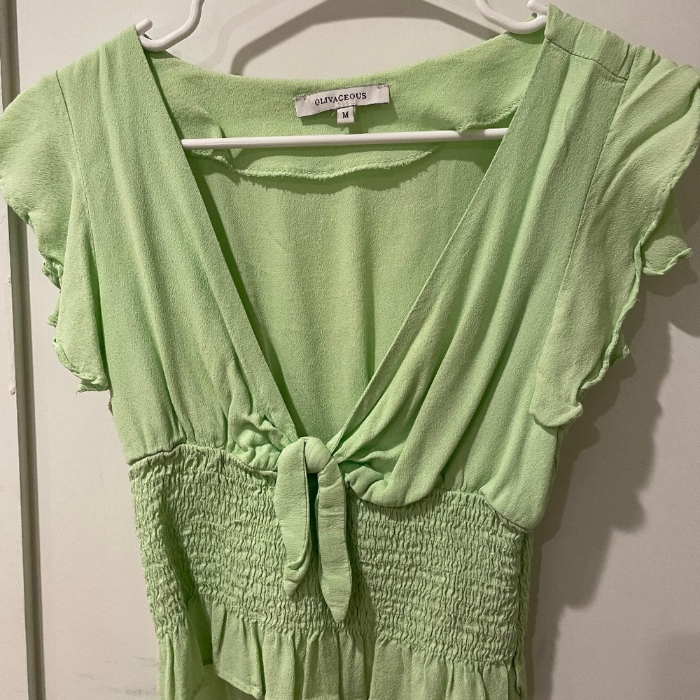 Tie front cropped blouse